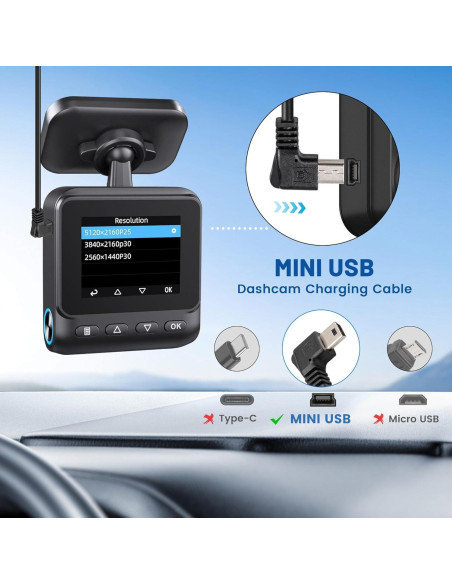 Cable de Alimentación Mini USB EWAY 4m para Dashcam 90