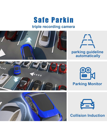 Cámara Dash WIZACE 1080P Triple con Tarjeta 64GB - Visión Nocturna