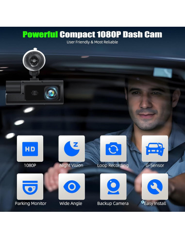 Cámara Dash 3 Canales GOHHDL 1080P con Visión Nocturna
