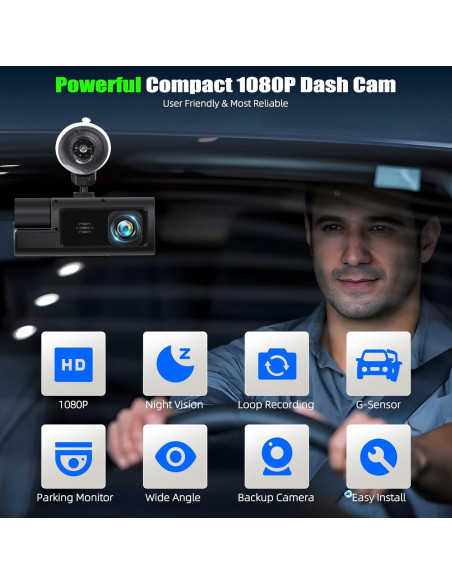 Cámara Dash 3 Canales GOHHDL 1080P con Visión Nocturna