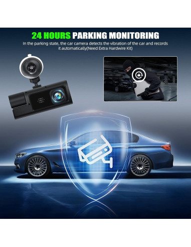 Cámara Dash 3 Canales GOHHDL 1080P con Visión Nocturna