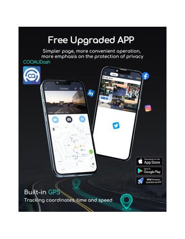 Cámara Doble COOAU D20 2.5K 1080P con WiFi y GPS