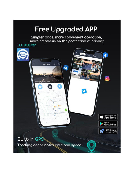 Cámara Doble COOAU D20 2.5K 1080P con WiFi y GPS