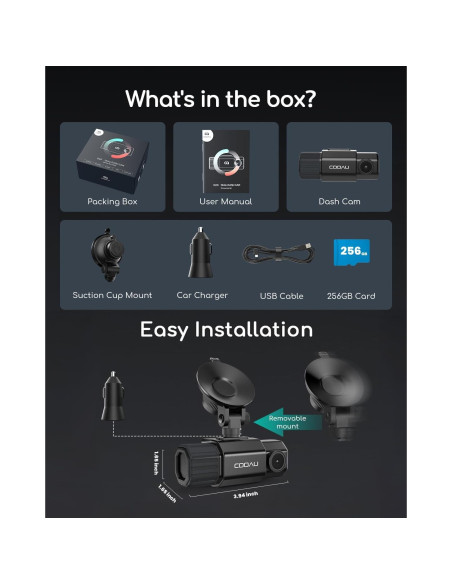 Cámara Doble COOAU D20 2.5K 1080P con WiFi y GPS