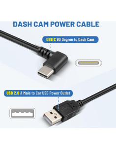 Cable de Alimentación USB C EWAY 4m 90 Grados para Dash Cam 2