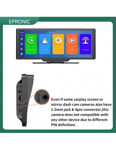 Cámara de Respaldo AHD 1080P Epronic para Carplay 9-10"