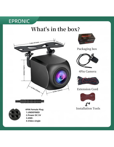 Cámara de Respaldo AHD 1080P Epronic para Carplay 9-10"