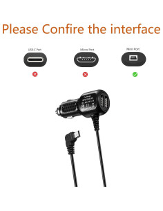 Adaptador Cargador de Coche Mini USB Ruijinshi 3.38m Compatible Rexing 2