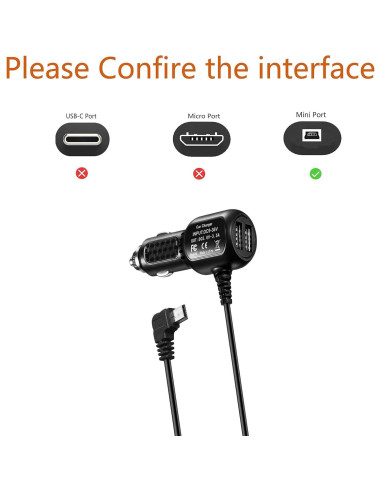 Adaptador Cargador de Coche Mini USB Ruijinshi 3.38m Compatible Rexing