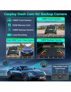 Pantalla CarPlay 7" Mrolik con Cámara de Salpicadero HD 2