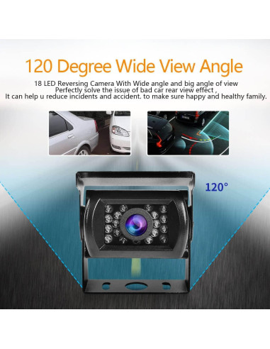 Cámara de visión trasera PTOHYU IR 18 LED IP68 12-24V con cable 10m