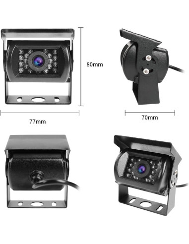 Cámara de visión trasera PTOHYU IR 18 LED IP68 12-24V con cable 10m