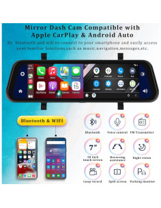 Cámara de Espejo Retrovisor AMPrime 9.66" 1080P con Carplay 2