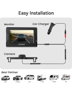 Cámara de Respaldo FEISIKE ADC711 1080P IR 150 Pantalla 4.3" 2
