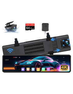 Cámara de Espejo Retrovisor Jelkuz 12" 4K con WiFi y GPS