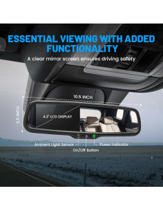 Monitor Espejo Retrovisor EWAY 4.3" para Cámara de Respaldo 2