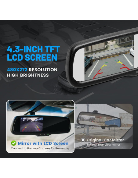 Monitor Espejo Retrovisor EWAY 4.3" para Cámara de Respaldo