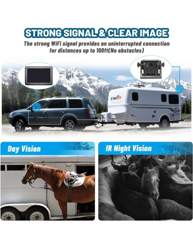 Cámara de Respaldo Inalámbrica EWAY WiFi 1080P con Monitor 5"
