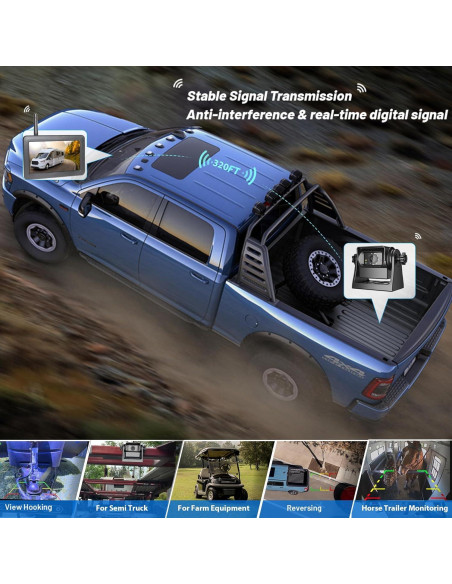 Cámara de Respaldo Inalámbrica EWAY WiFi 1080P con Monitor 5"