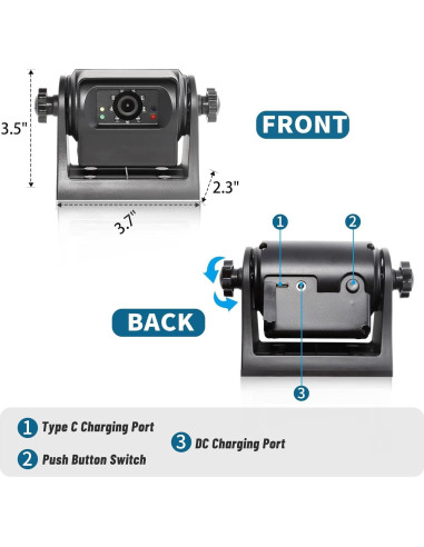 Cámara de Respaldo Inalámbrica EWAY WiFi 1080P con Monitor 5"