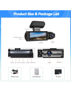 Cámara Doble DVR SIXTOP 1080P Frontal e Interior 3.16" 2