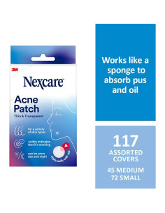 Parche para Acné Nexcare 117 Parches Hidrocoloide Transparente 2