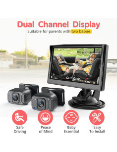 Cámara de Coche para Bebés Itomoro ACZ403 5'' 1080P Dual IR 2