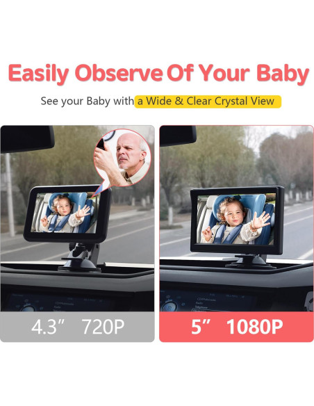 Cámara de Coche para Bebés Itomoro ACZ403 5'' 1080P Dual IR