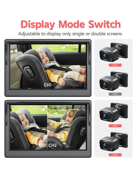 Cámara de Coche para Bebés Itomoro ACZ403 5'' 1080P Dual IR