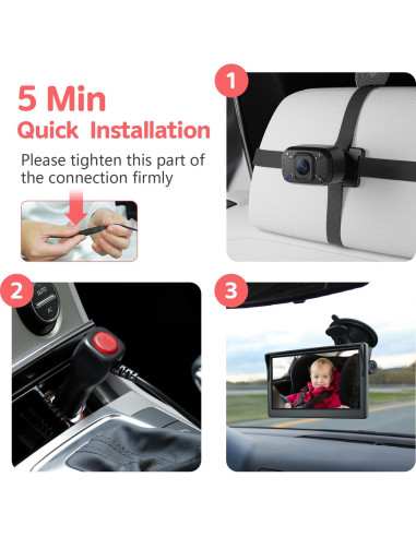 Cámara de Coche para Bebés Itomoro ACZ403 5'' 1080P Dual IR