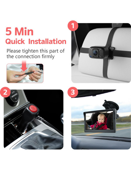 Cámara de Coche para Bebés Itomoro ACZ403 5'' 1080P Dual IR