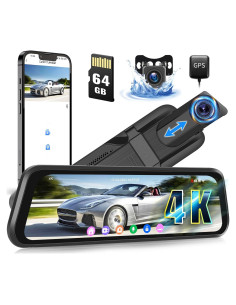 Cámara de Espejo Retrovisor CAMECHO 4K 9.66" con GPS y WiFi