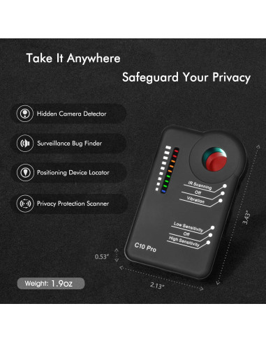 Detector de Insectos Apantimx C10 Pro 3ra Gen Negro Mate