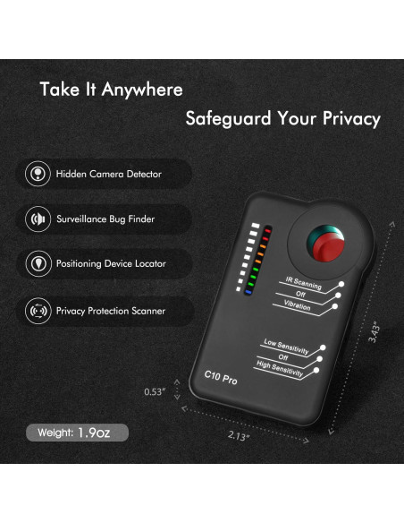 Detector de Insectos Apantimx C10 Pro 3ra Gen Negro Mate