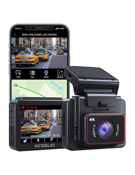 Cámara Dash Kingslim D5 4K con GPS y WiFi - Visión Nocturna
