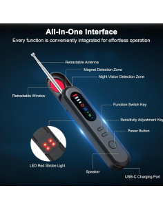 Detector de Cámaras Ocultas Xpencifan 5 en 1 Portátil RF 2