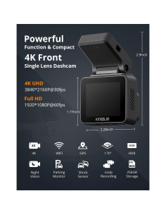 Cámara Dash Kingslim D5 4K con GPS y WiFi - Visión Nocturna 2