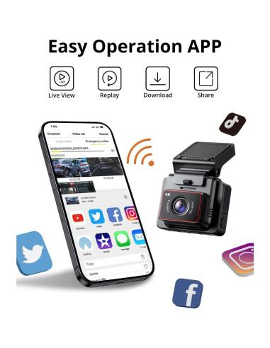 Cámara Dash Kingslim D5 4K con GPS y WiFi - Visión Nocturna