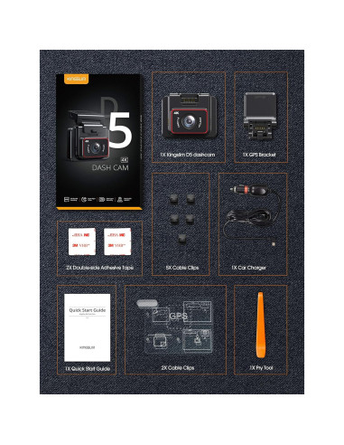 Cámara Dash Kingslim D5 4K con GPS y WiFi - Visión Nocturna