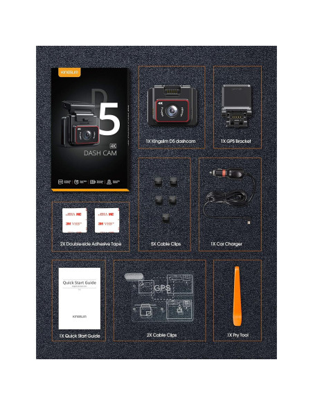 Cámara Dash Kingslim D5 4K con GPS y WiFi - Visión Nocturna