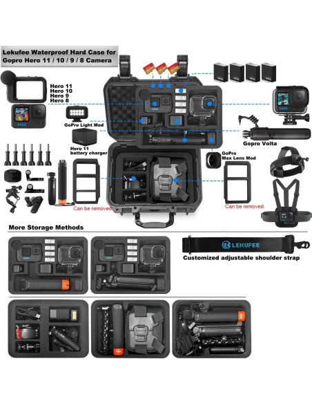 Funda Dura Impermeable Lekufee para GoPro Hero 13/12/11/10/9/8