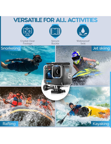Funda Impermeable para GoPro Hero 13/12/11/10/9 Negra - Buceo 60m