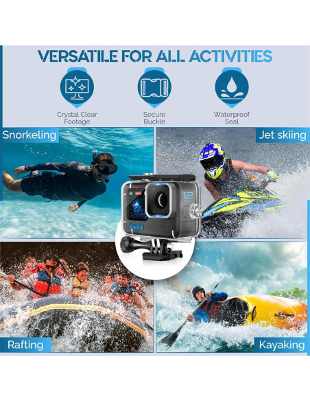 Funda Impermeable para GoPro Hero 13/12/11/10/9 Negra - Buceo 60m