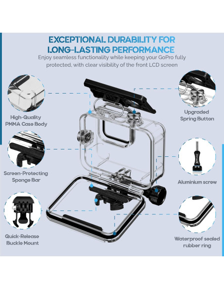 Funda Impermeable para GoPro Hero 13/12/11/10/9 Negra - Buceo 60m