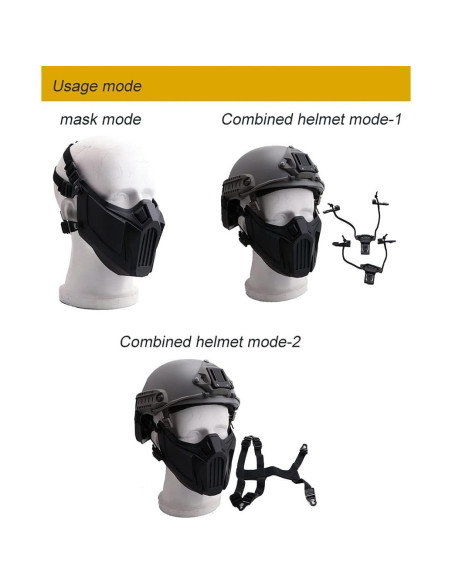 Máscara de Airsoft Yeesport 4546 con Correa Ajustable - Negro