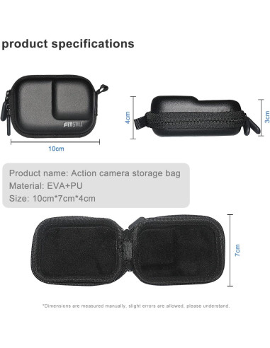 Funda Dura Mini FiTSTILL para DJI Osmo Action 5/4/3 - PU Negra