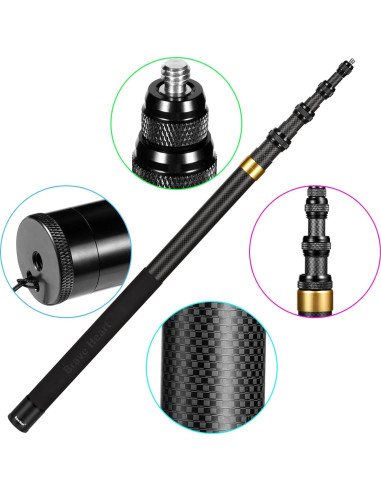 Palo de Selfie Invisible Qisahng 3m Fibra de Carbono para Cámaras