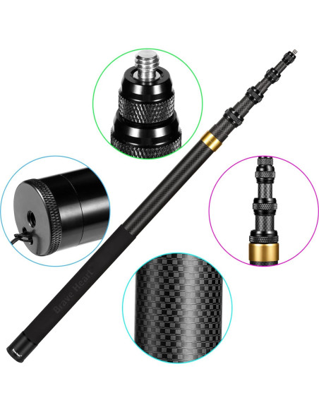 Palo de Selfie Invisible Qisahng 3m Fibra de Carbono para Cámaras