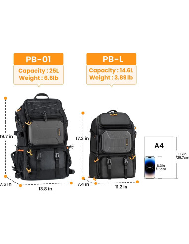 Mochila para Cámara TARION PB-L 14.7L Acceso Lateral Impermeable