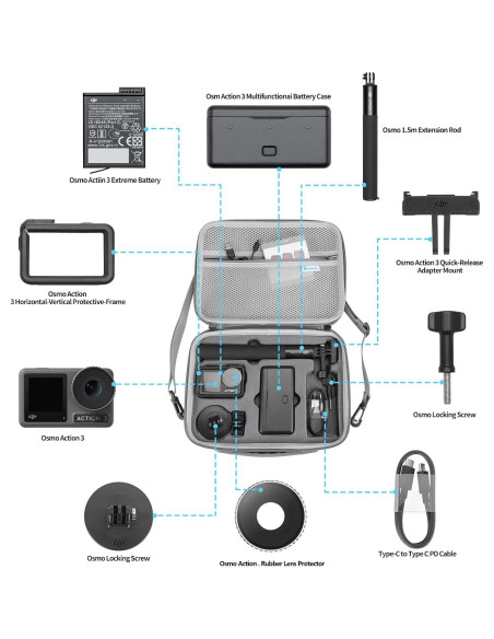 Funda de Cuero PU Skyreat para DJI Osmo Action 3/4/5 - Bolsa de Hombro